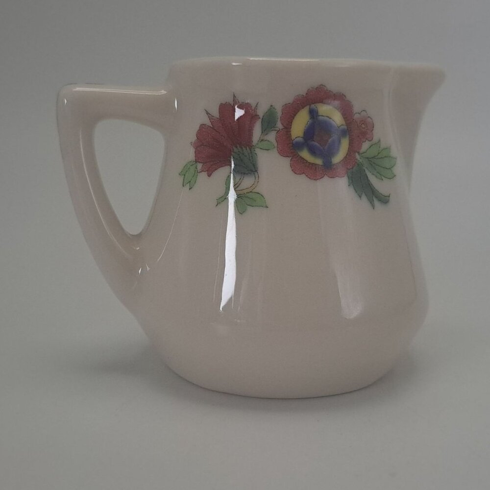 Syracuse China Dewitt Clinton Creamer Milk Pitcher Flowers White Vintage